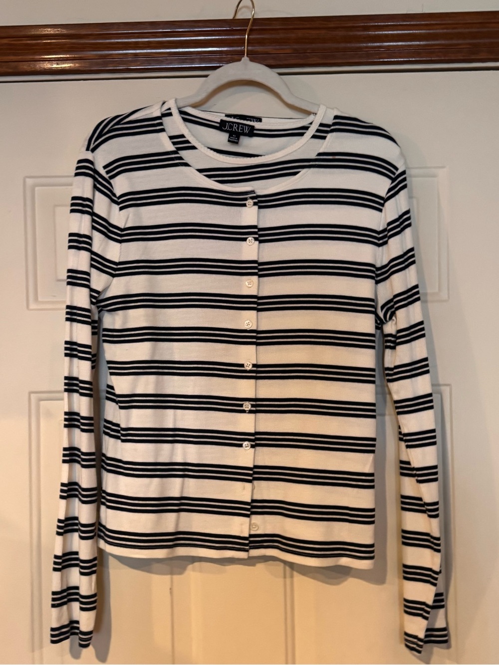J. Crew White and Navy Striped Button-Front Set